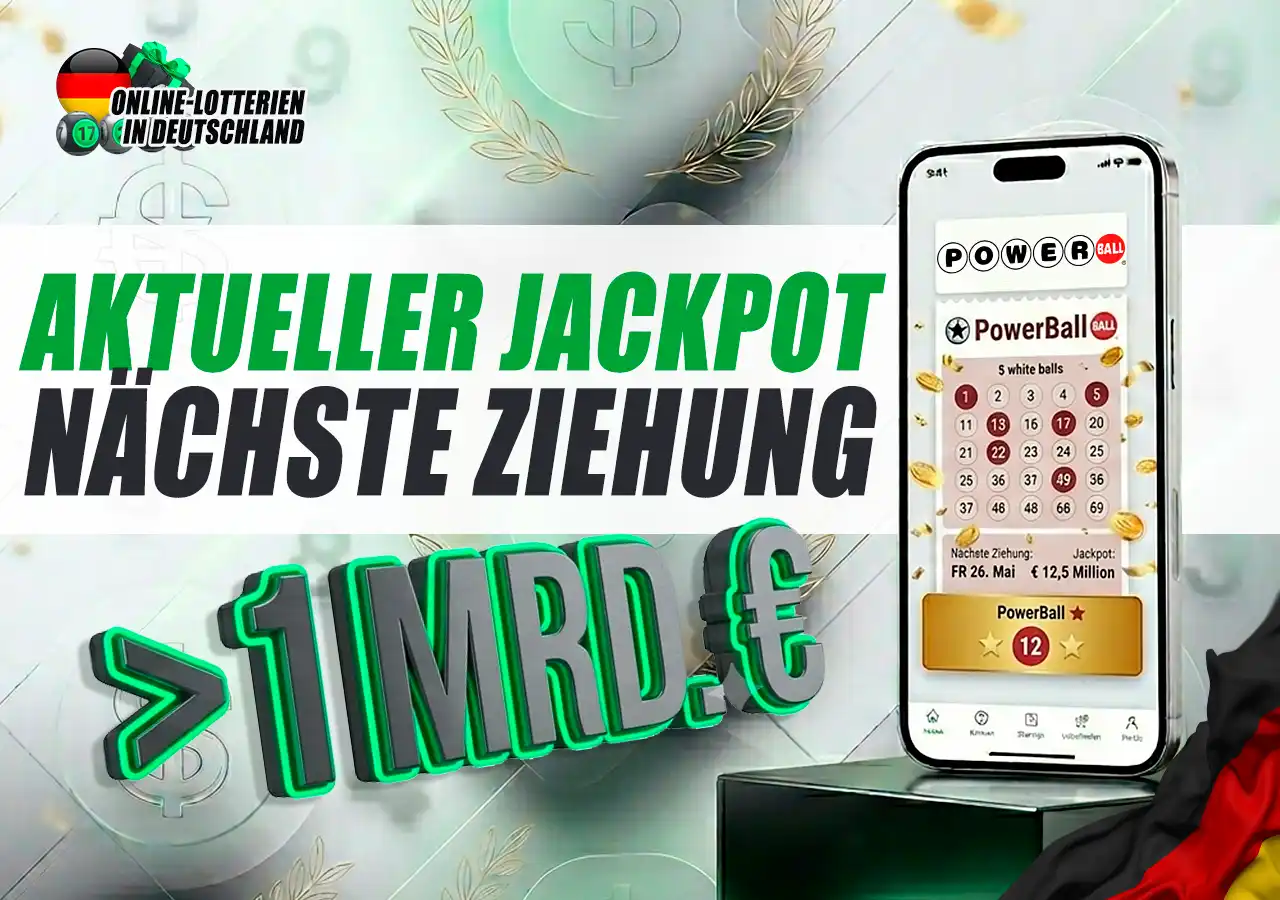 Aktueller Powerball-Jackpot in Millionenhöhe und nächste Ziehung.