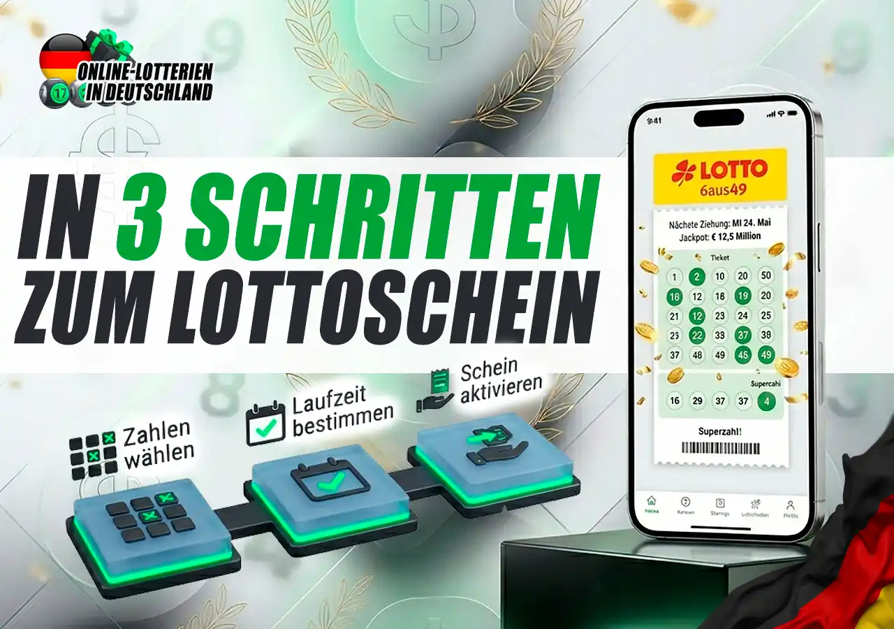 In 3 einfachen Schritten zum offiziellen LOTTO 6aus49 Spielschein.