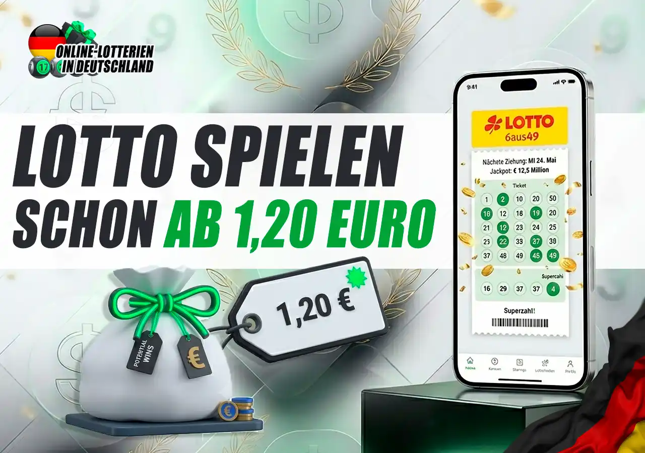 Günstiger LOTTO 6aus49 Spielpreis ab 1,20 Euro und Bedingungen.