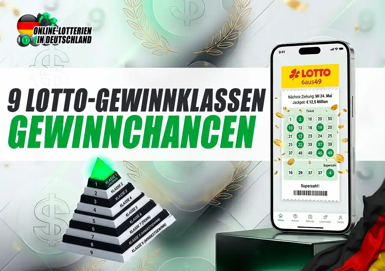 Die 9 LOTTO 6aus49 Gewinnklassen Quoten und Gewinnchancen im Überblick.